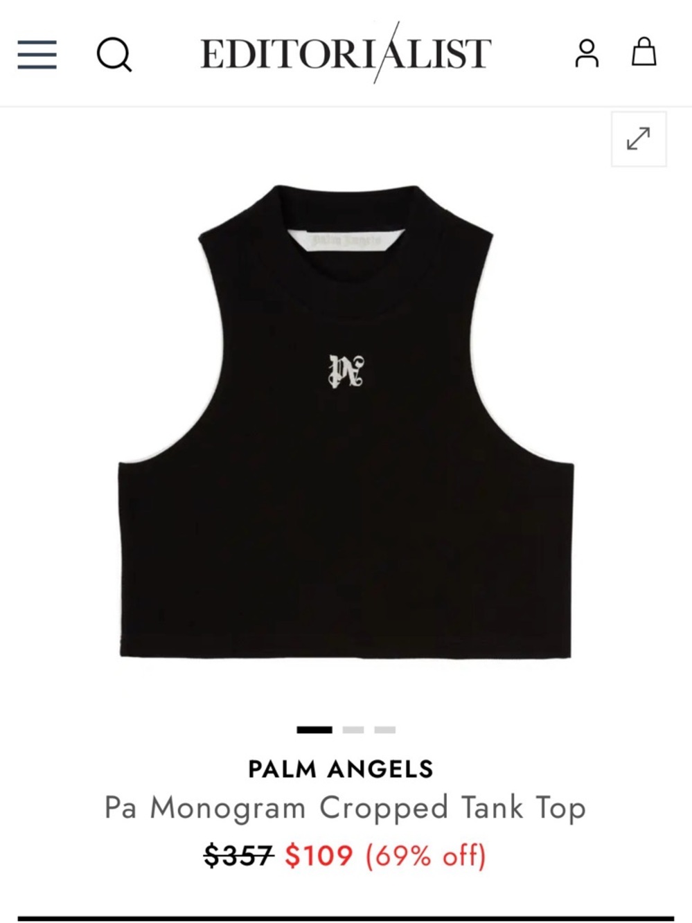 Palm Angels Black Cropped Monogram Tank